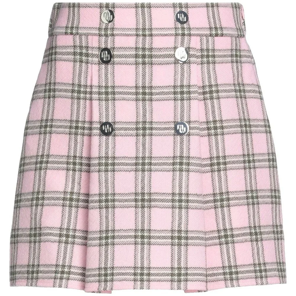 Maje Jalisa Pink Checked Wool Mini Skirt ASO Enid Sinclair